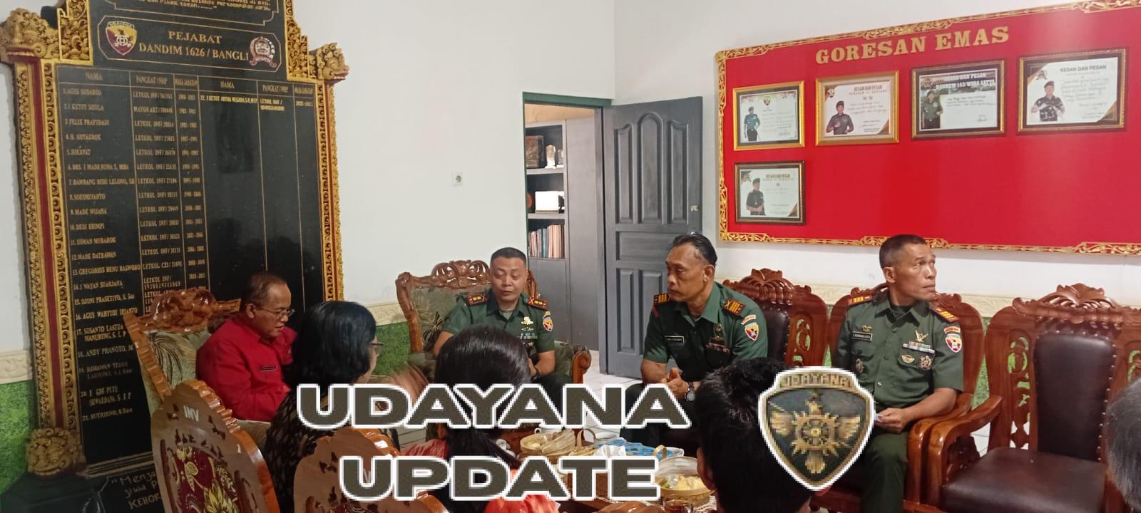 Letkol Arm I Gede Arya Girinatha Utama, menerima audiensi Kepala Dinas Pertanian Kabupaten Bangli