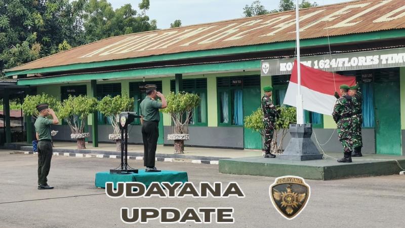 Kodim 1624/Flotim Gelar Upacara Pengibaran Bendera Merah Putih dengan Khidmat