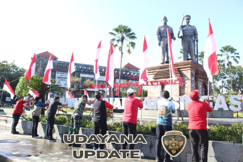 Tumbuhkan Semangat Nasionalisme, Dandim Tabanan dan Forkopimda Galakkan Pemasangan Bendera Merah Putih