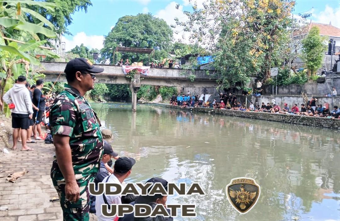 Lomba Mancing Air Deras di Tukad Badung, Babinsa Turut Dampingi Jalannya Lomba