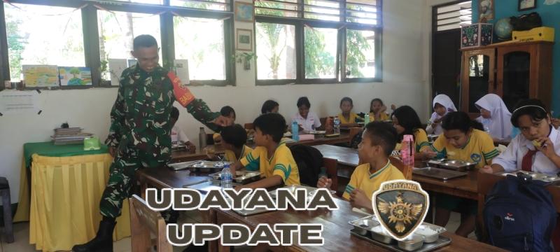 Babinsa dan sekolah SD Inpres NBS Pantau Makan Bergizi