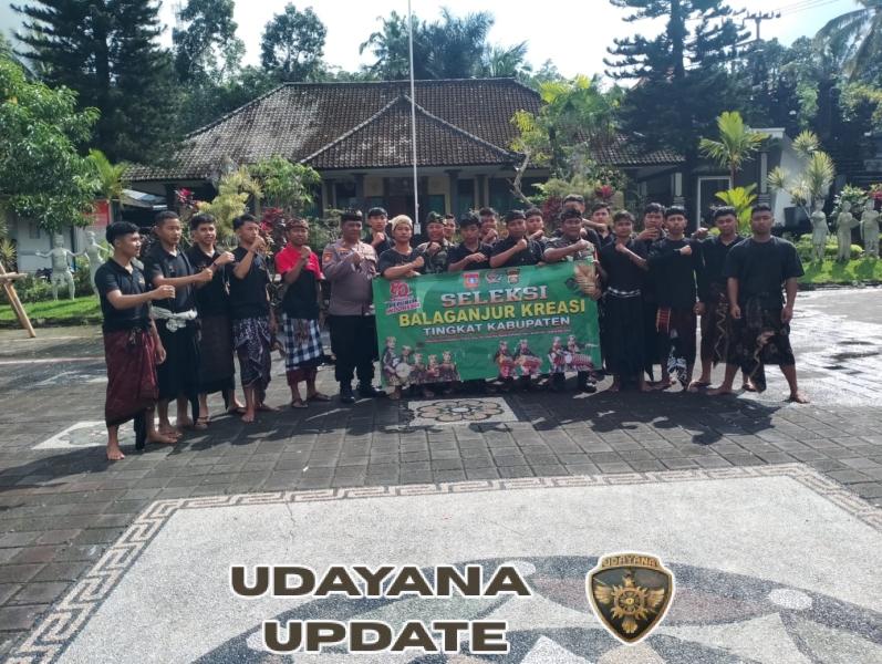 Dukung lomba balaganjur kreasi, Babinsa 1623-07/Bebandem dampingi kegiatan seleksi.