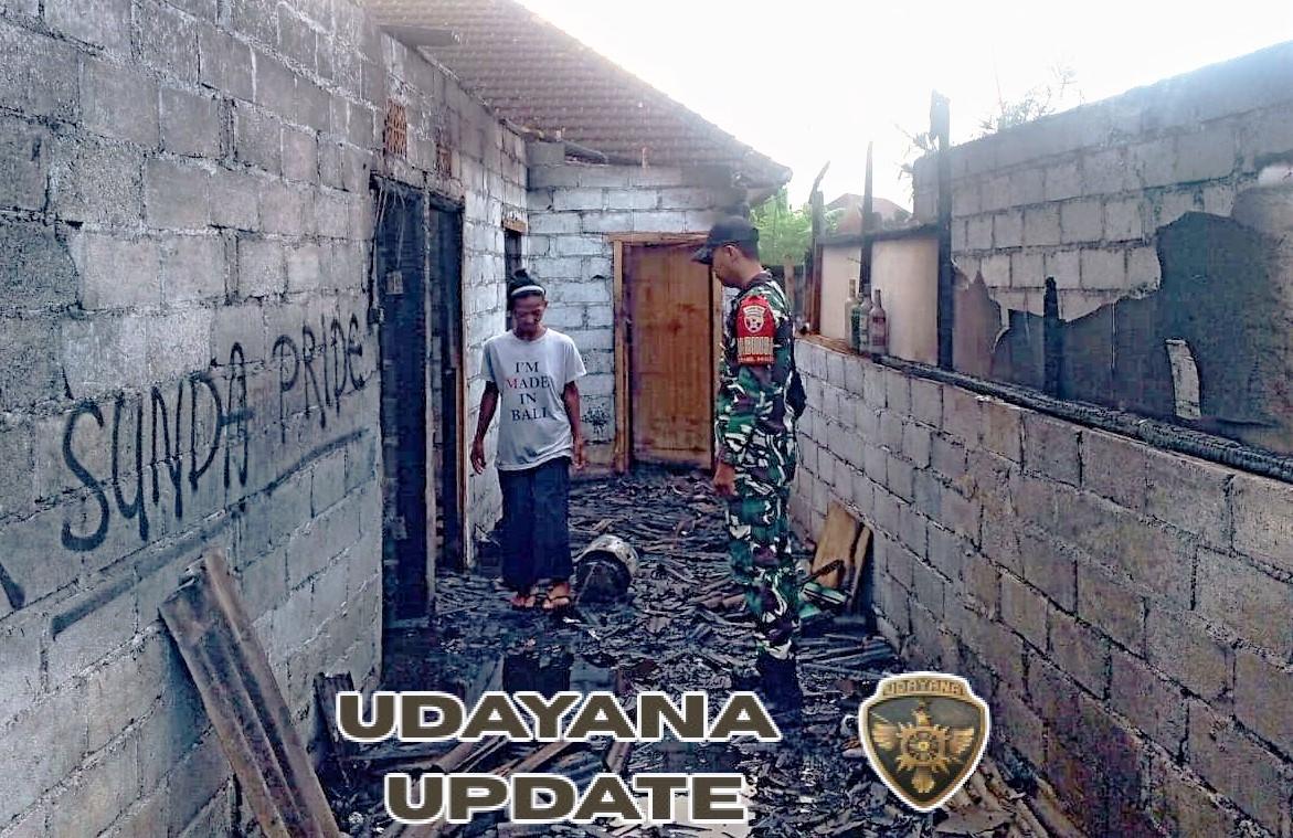 Kebakaran Gudang Pengolahan Kerupuk di Badung, Babinsa Kelurahan Sempidi Beraksi Cepat