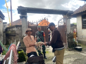 Cegah Rabies, Babinsa Koramil 1616-05/Sukawati Turun Langsung Awasi Vaksinasi Hewan