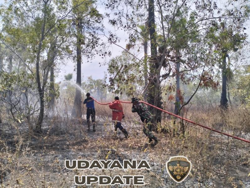 Kolaborasi Babinsa 1623-08/Kubu dalam Mencegah Kebakaran Lahan Meluas dengan Pemadaman Api