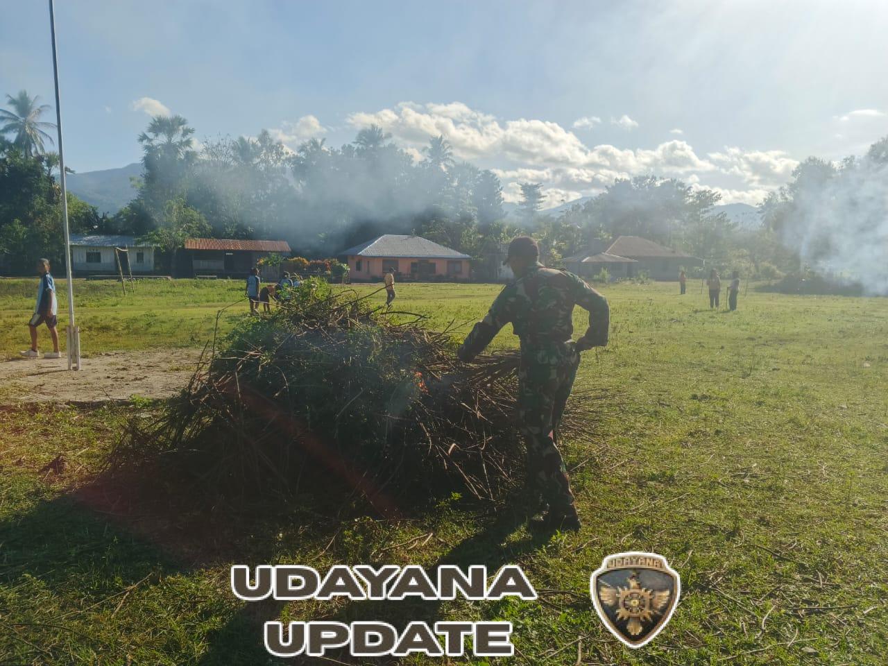 Sambut HUT RI Ke 80, Babinsa Koramil 06/Karera Bersama Warga Laksanakan Kerja Bakti