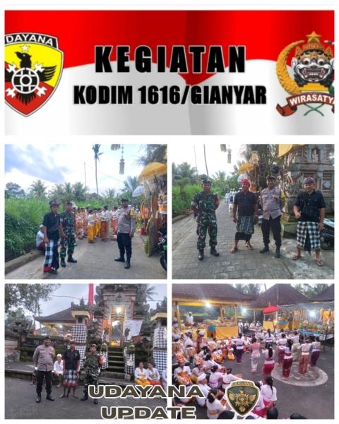 Babinsa Suwat Sigap Amankan Upacara Piodalan di Pura Dalem Petak Jeruk