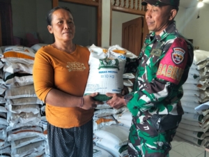 Jaga Transparansi, Babinsa Kekeran Dampingi Penyaluran Bantuan Beras Hanpang untuk Warga