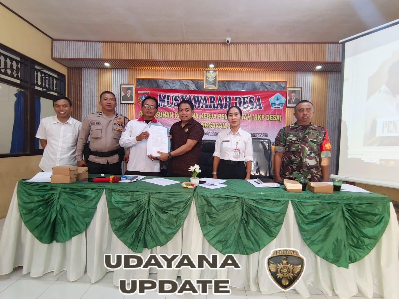 Rapat Musdes penetapan RPJMdes dan penetapan RKPdes Desa Telagatawang dihadiri Babinsa 1623-04/Sidemen.