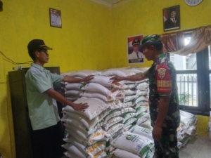 Pendampingan Pembagian Beras Bantuan di Desa Padolo Dilakukan Babinsa Koramil Woha