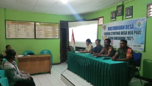 Dukung Pencegahan Stunting Di Wilayah Binaan, Babinsa Hadiri Musdes Rembug Stunting.