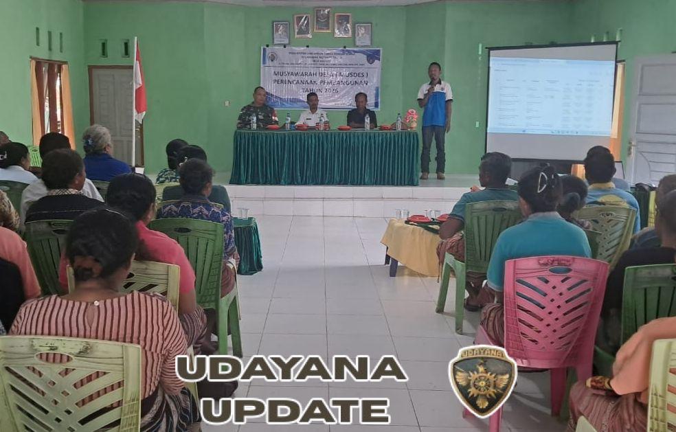 Kebersamaan Wujudkan Desa Maju, Babinsa Koramil 1618-01/Miotim Hadiri Musrenbangdes