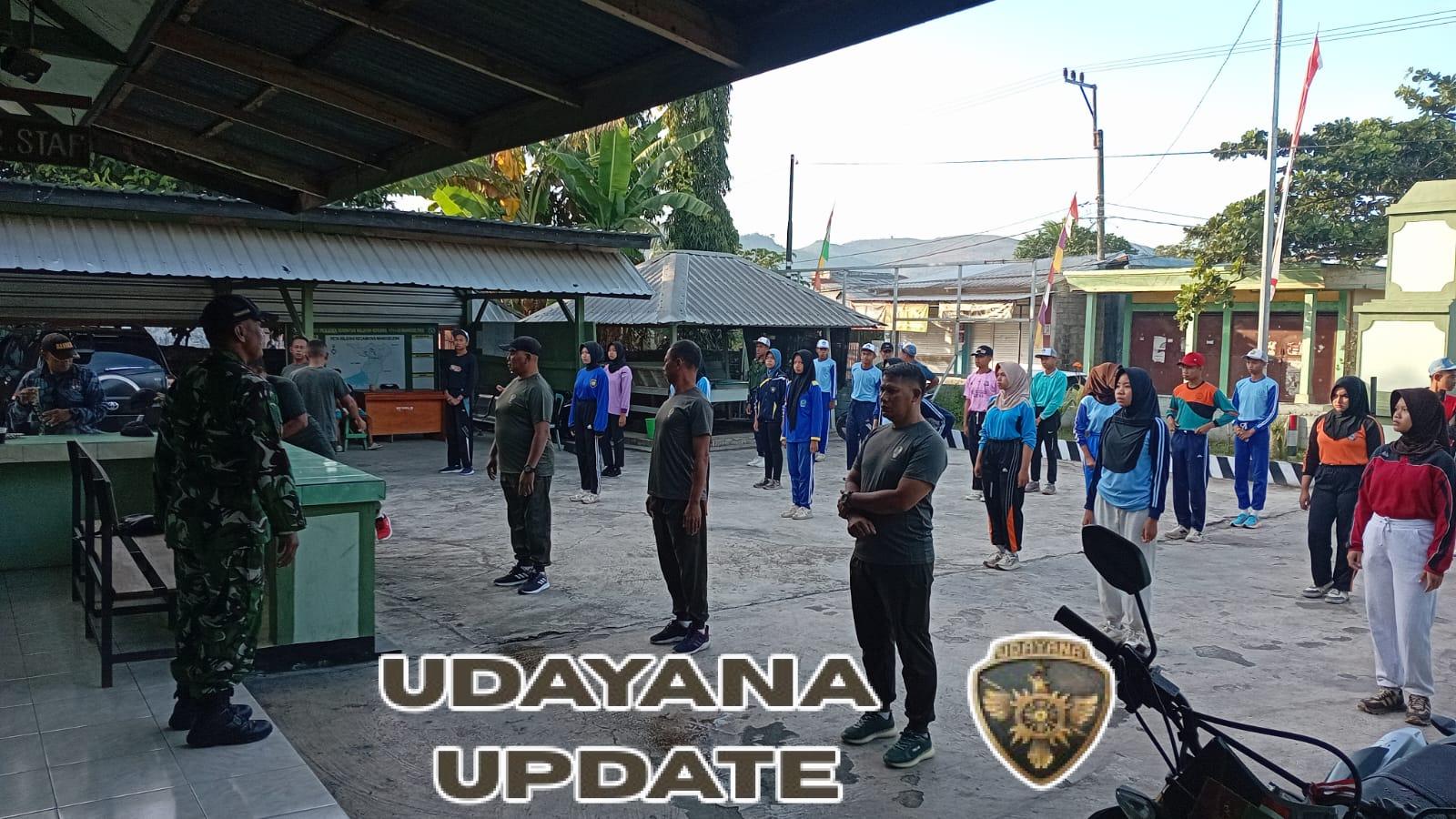 Latihan Paskibra dan Senam Bersama, Danramil Manggelewa Bimbing Generasi Muda