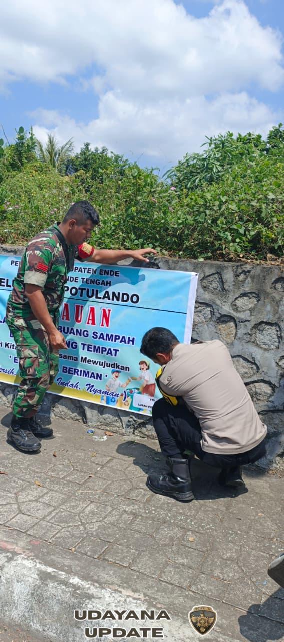 Wujudkan Lingkungan Bersih, Babinsa dan Lurah Potulando Gelar Aksi Karya Bakti