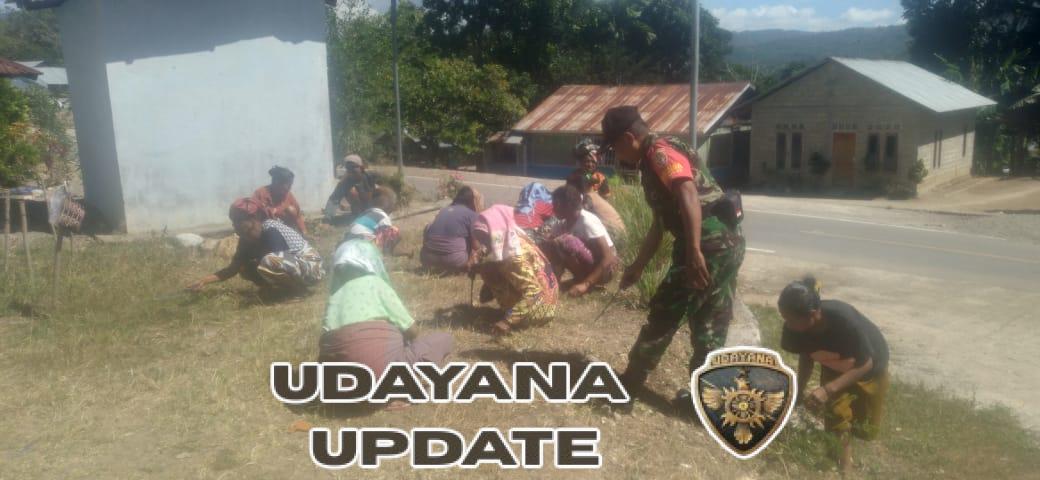 Gotong Royong Babinsa & Warga Oepuah Selatan Wujudkan Lingkungan Bersih