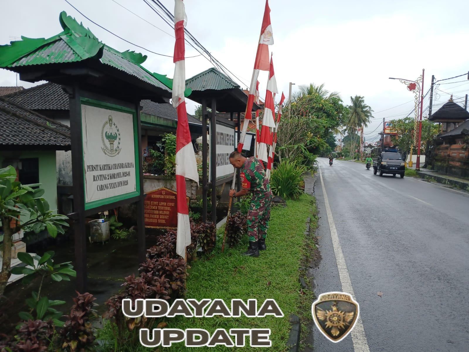 Kodim 1626/Bangli Gencarkan Imbauan Pemasangan Bendera Merah Putih di Wilayah Binaan