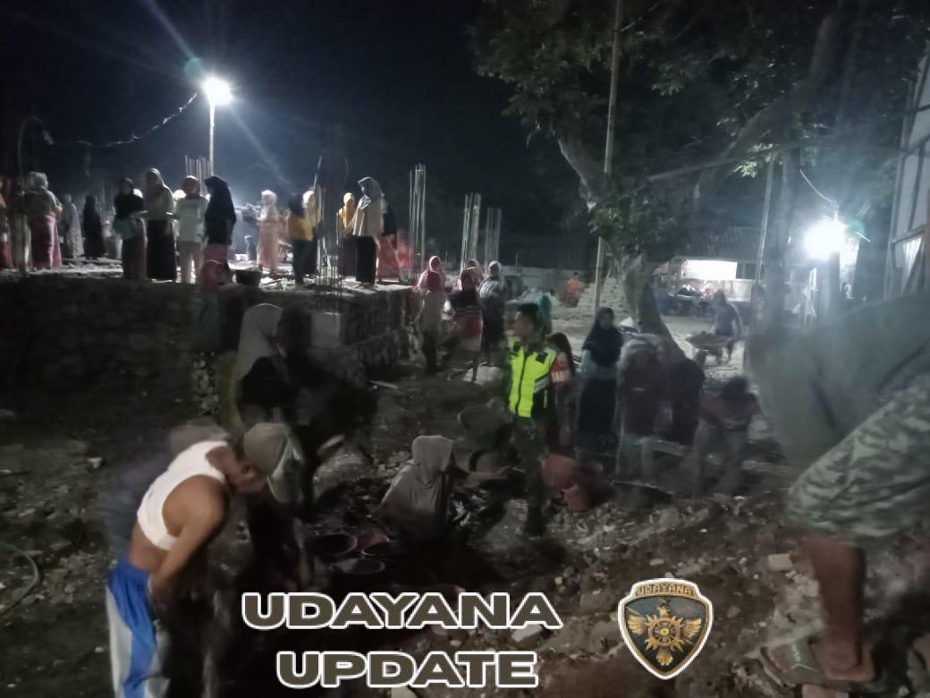 Babinsa Koramil 1615/Lotim Teguhkan Kekompakan Warga Sikur Barat dalam Pembangunan Masjid