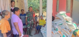 Penyaluran Bantuan Beras di Ende Dipantau Ketat oleh Babinsa Kodim 1602/Ende