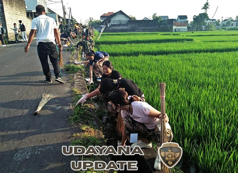 Pemerintah Desa Peguyangan Kaja bersama Babinsa dan Kesdam IX/Udayana Gelar Karya Bakti