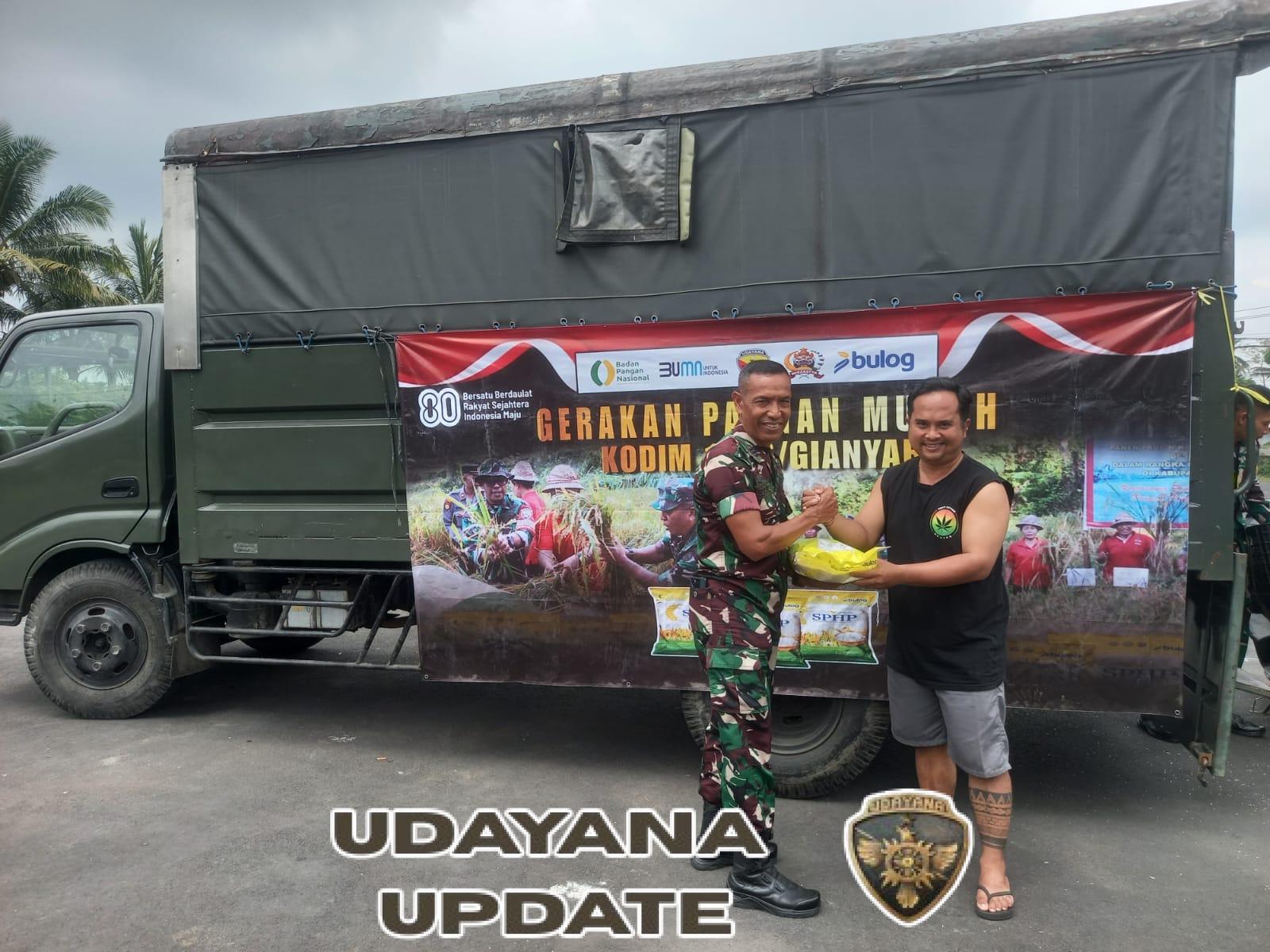 Sinergi Kodim 1616/Gianyar dan Bulog, Ratusan Warga Ubud Antusias Serbu Beras Murah