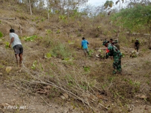 Manfaatkan Lahan Kosong Jadi Lahan Produktif, Babinsa dan Warga Buka Lahan Pertanian