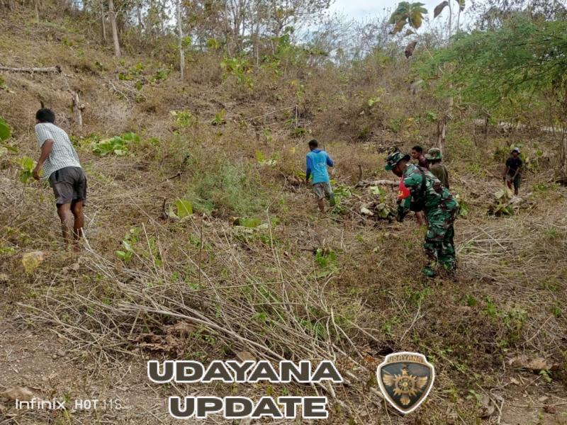 Manfaatkan Lahan Kosong Jadi Lahan Produktif, Babinsa dan Warga Buka Lahan Pertanian