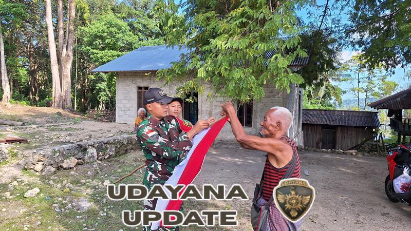 Semarak HUT RI, Pos Auren Bagikan Serta Ajak Warga Pasang Bendera Merah Putih Tiap Rumah