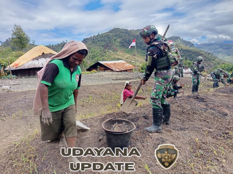 Lahan Kosong Jadi Berkah Satgas Yonif 743/PSY dan Masyarakat Buka Perkebunan di Puncak Jaya