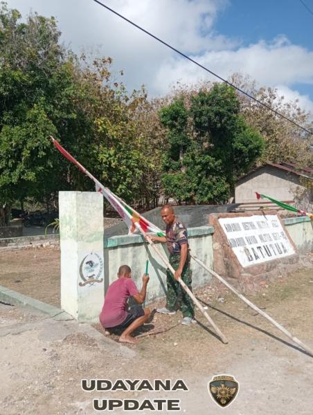 Pemasangan Umbul-Umbul dan Bendera Merah Putih di Kodim 1627/Rote Ndao dan Jajaran Koramil