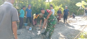 Babinsa Koramil Talibura Sukseskan Karya Bakti Pengecoran Jalan Di Desa Waibleler.