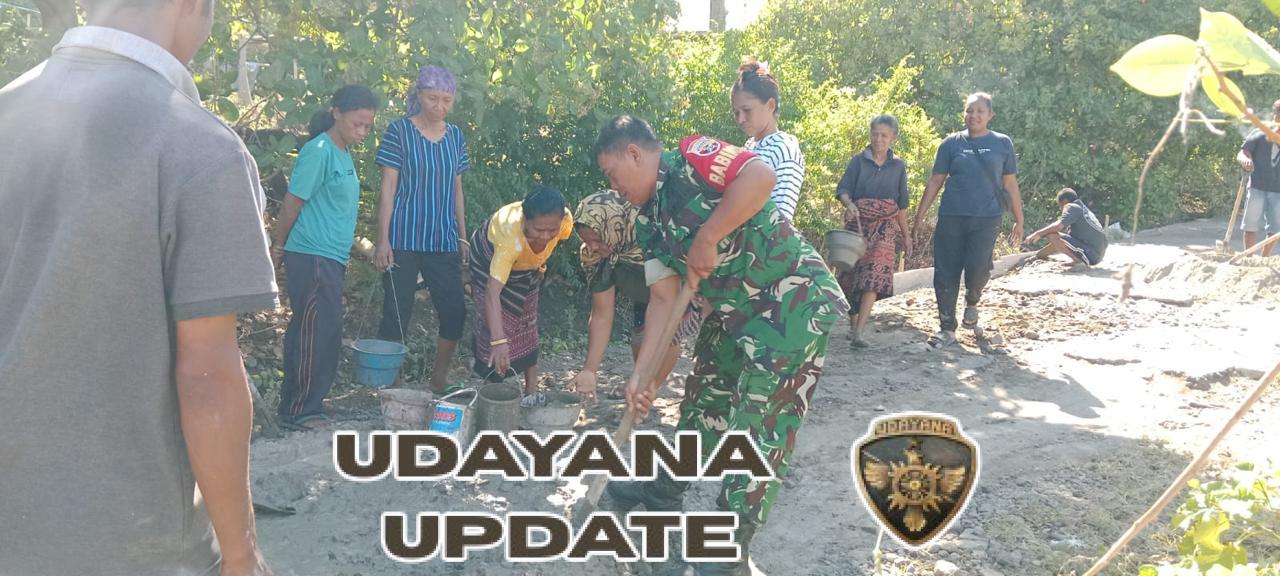 Babinsa Koramil Talibura Sukseskan Karya Bakti Pengecoran Jalan Di Desa Waibleler.