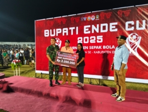 Bupati dan Dandim 1602/Ende Serahkan penghargaan di Final Sepak Bola Antar Kecamatan