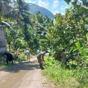 Babinsa Koramil 1625-04/Mauponggo Praka Ramdan Fauzi Bersama Warga Gelar Karya Bakti Jelang HUT ke-80 RI di Desa Keliwatulewa