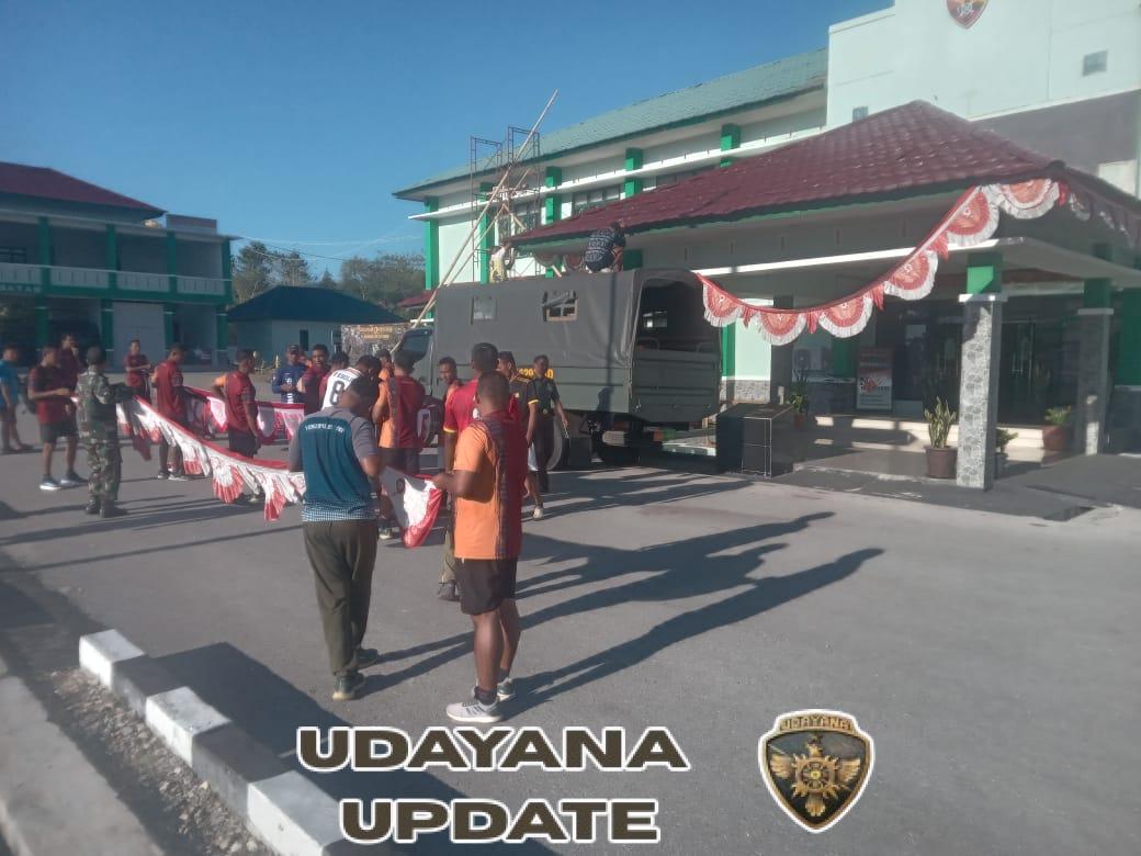 Pasang Bendera Merah Putih, Prajurit Makodim 1629/SBD Tunjukkan Cinta Tanah Air