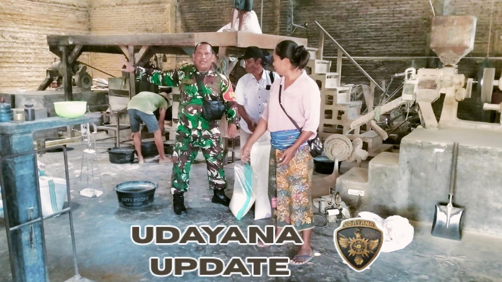 Babinsa Pantau Sejumlah Penggilingan Beras Di Desa Sukarara
