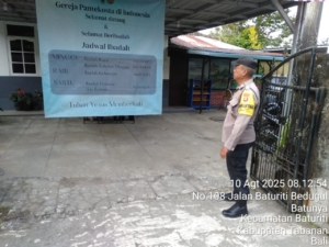 Polsek Baturiti Lakukan Pengamanan Misa Minggu umat Kristen