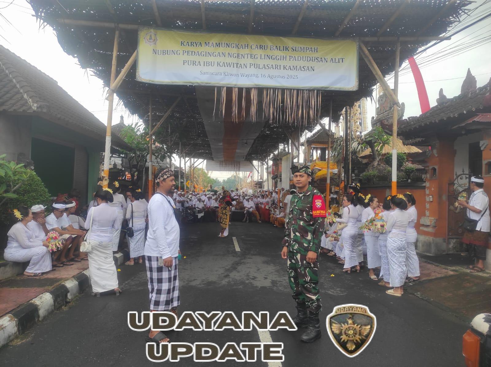Wujud Nyata Kontribusi, Danramil Klungkung Utus Babinsa Pastikan Keamanan Upacara Keagamaan