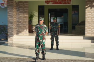 Kasdim 1628/Sumbawa Barat Pimpin Apel Pagi, Sekaligus Pelepasan Dan Penerimaan Anggota Baru.