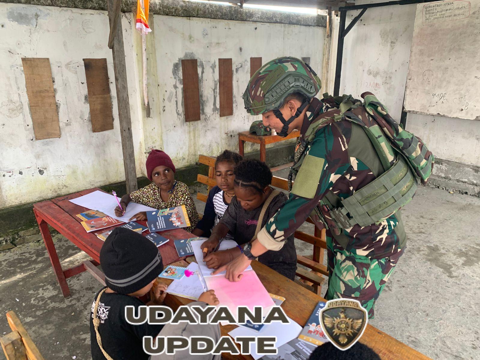 Satgas Yonif 743/PSY Bawa Ilmu dan Warna ke Tanah Pegunungan Papua