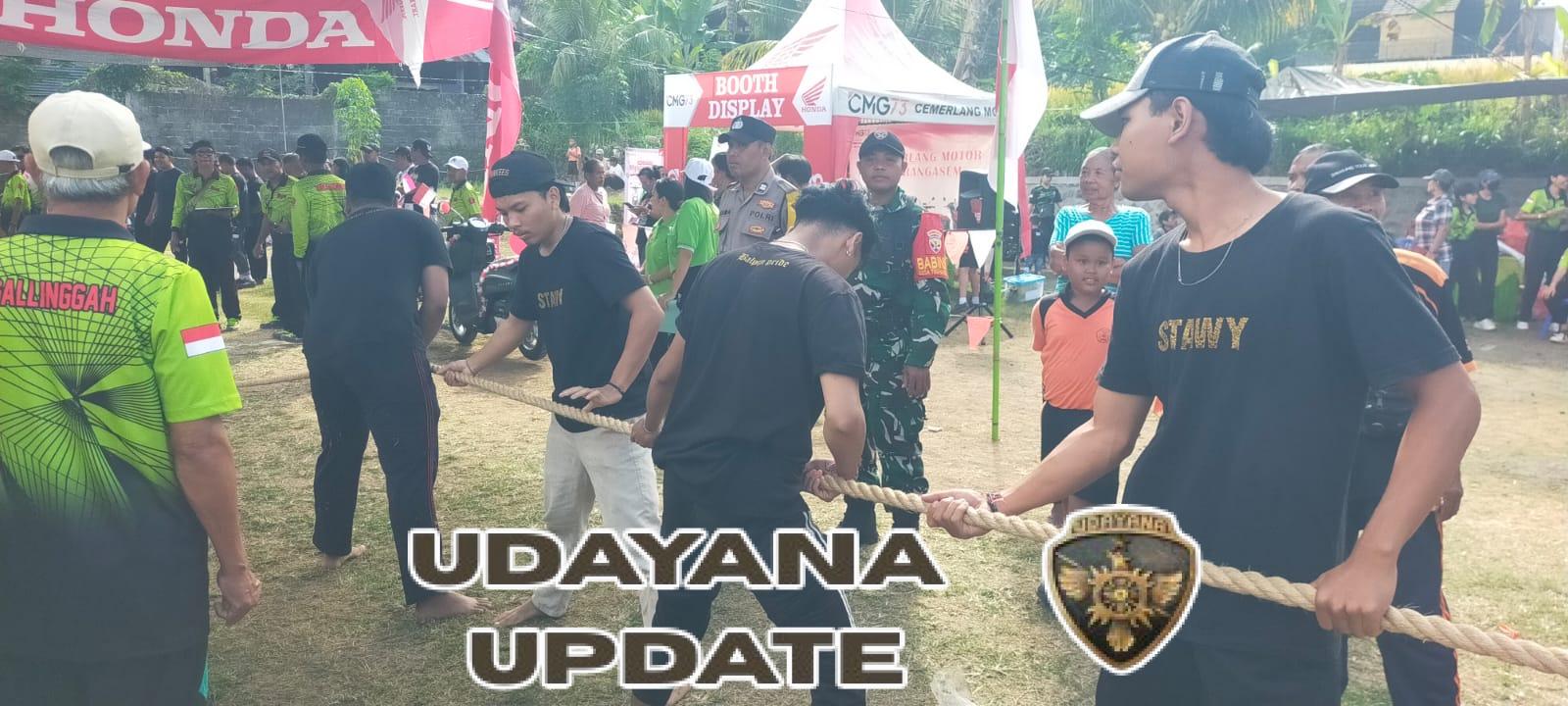 Babinsa Desa Tegalinggah bersinergi amankan kegiatan lomba tarik tambang.