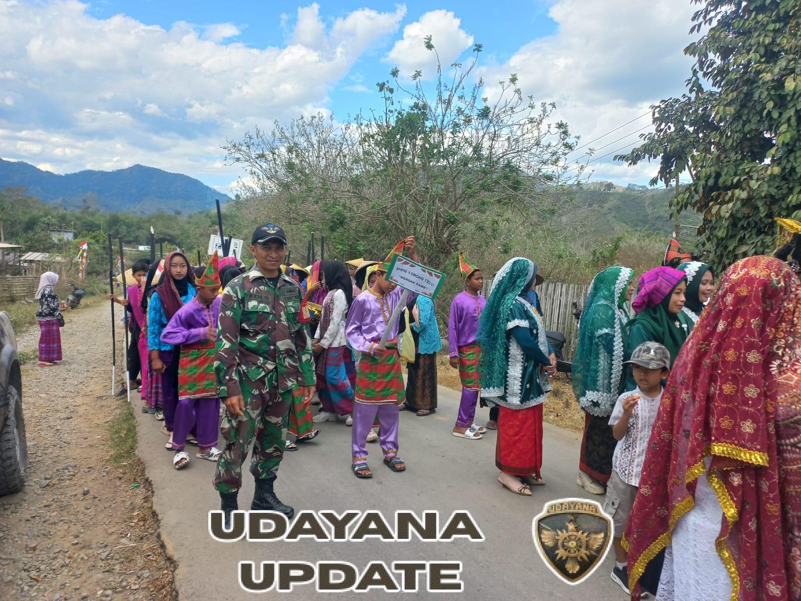 Koramil 1607-03/Ropang Kawal Pawai Budaya HUT RI ke-80 di Kecamatan Orong Telu