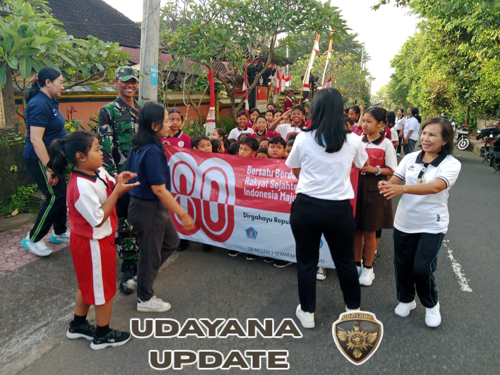 Babinsa Semarapura Kangin Kawal Jalan Sehat SD Negeri 2