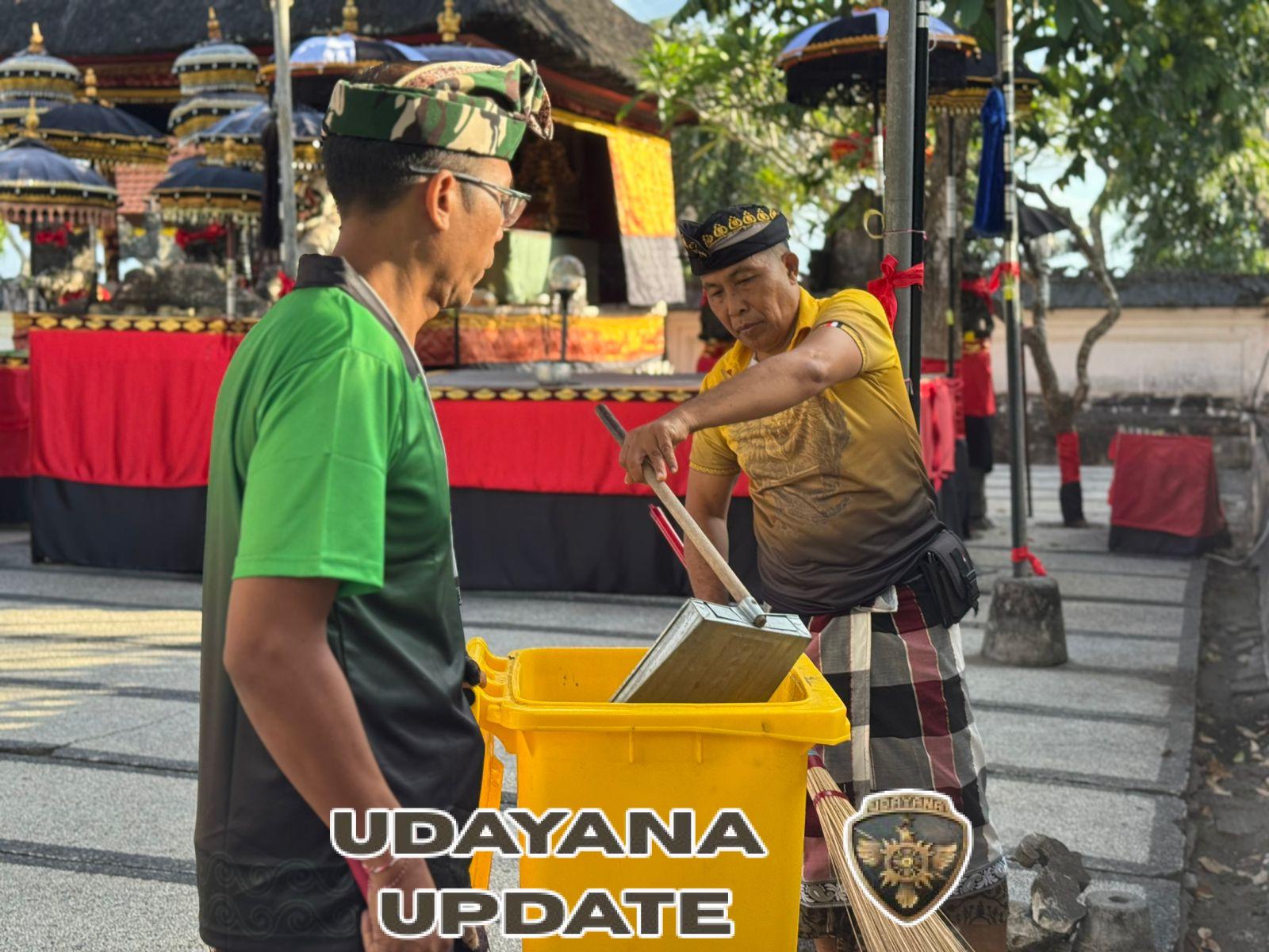 Wujudkan Pura Yang Bersih Dan Asri, Koramil Dan Polsek Nusa Penida Gelar Aksi Bersih Bersih,