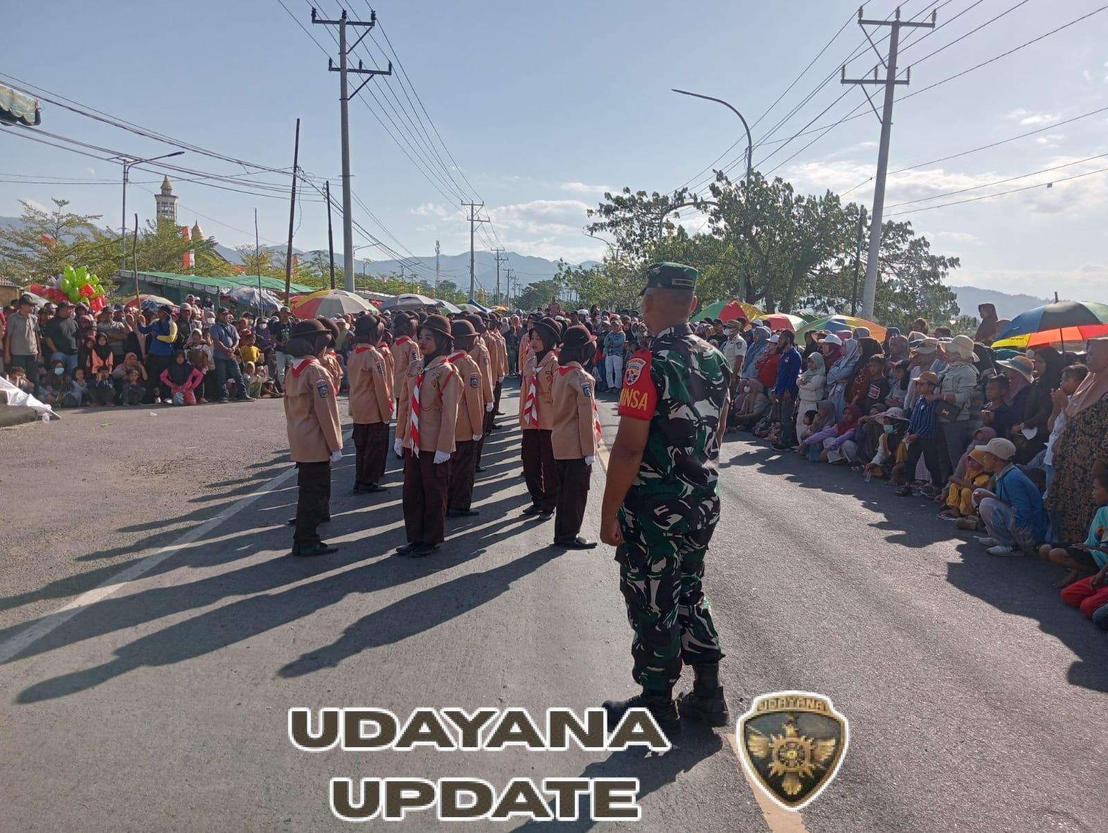 Babinsa Dadibou Dampingi Lomba Gerak Jalan Indah HUT RI ke-80 di Kabupaten Bima