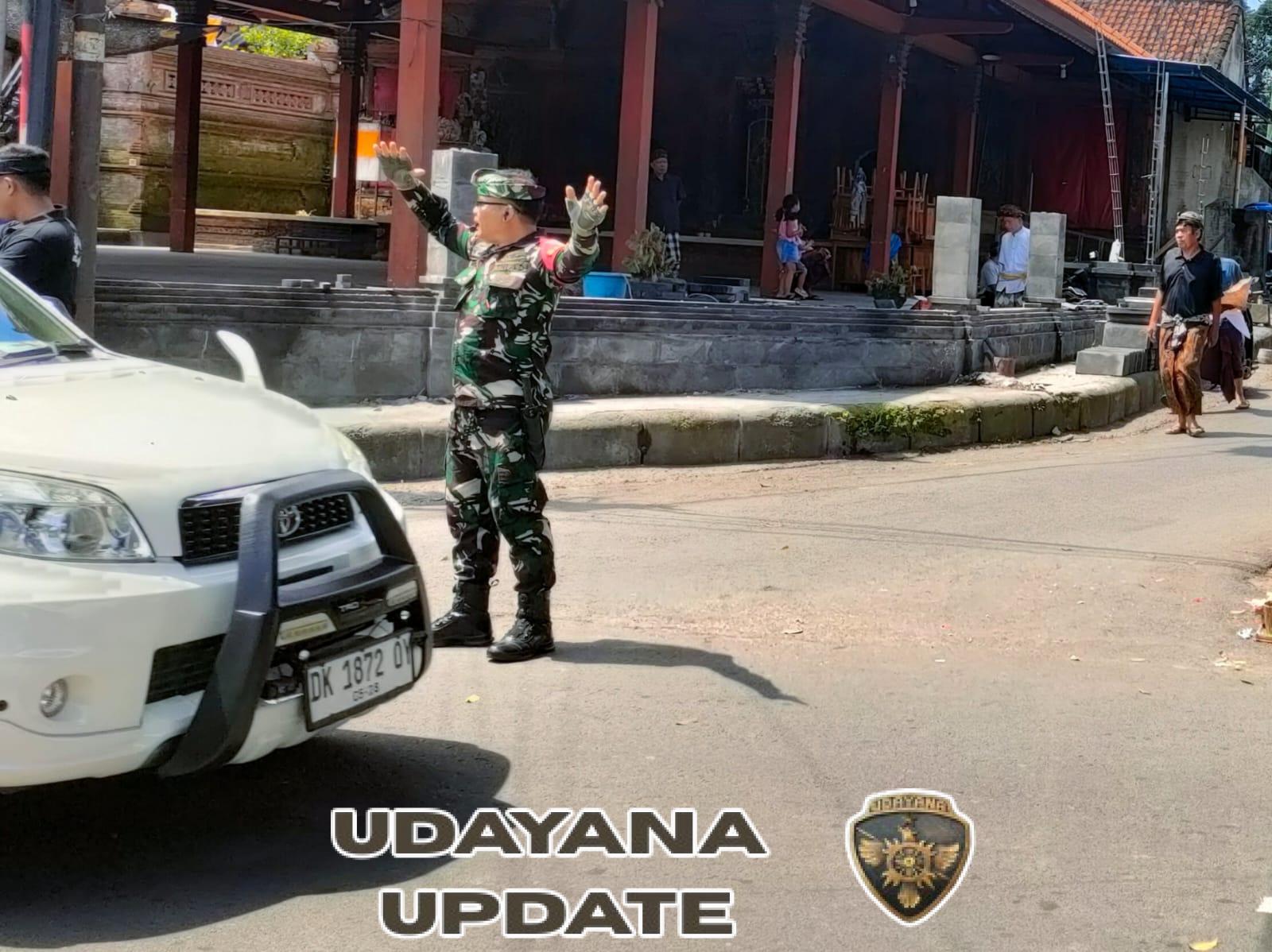 Babinsa Tihingan Gelar Pengamanan Mecaru Tumpek Wayang