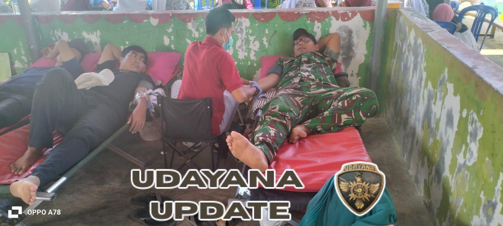 Satgas TMMD ke-125 Kodim 1607/Sumbawa Ikut Serta Donor Darah di Polindes Kalabeso