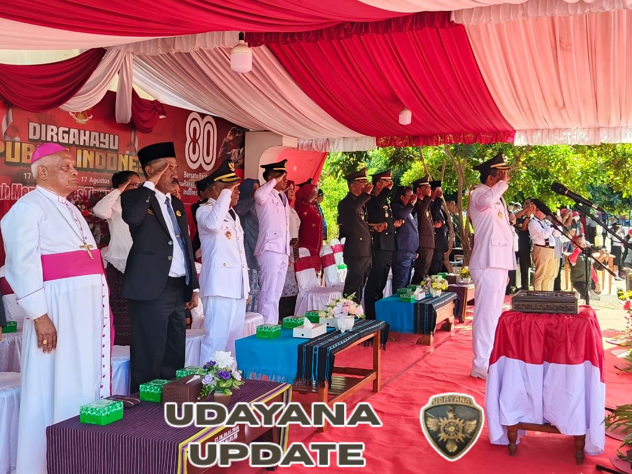 Kodim 1624/Flotim Bersama Forkopimda Sukses Gelar Upacara HUT ke-80 RI di Flores Timur