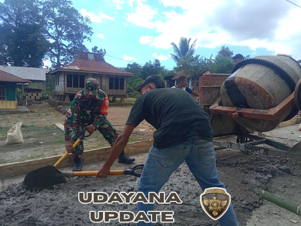 Demi Jalan Desa, Babinsa dan Warga Kompak Karya Bhakti di Nggesa Detu