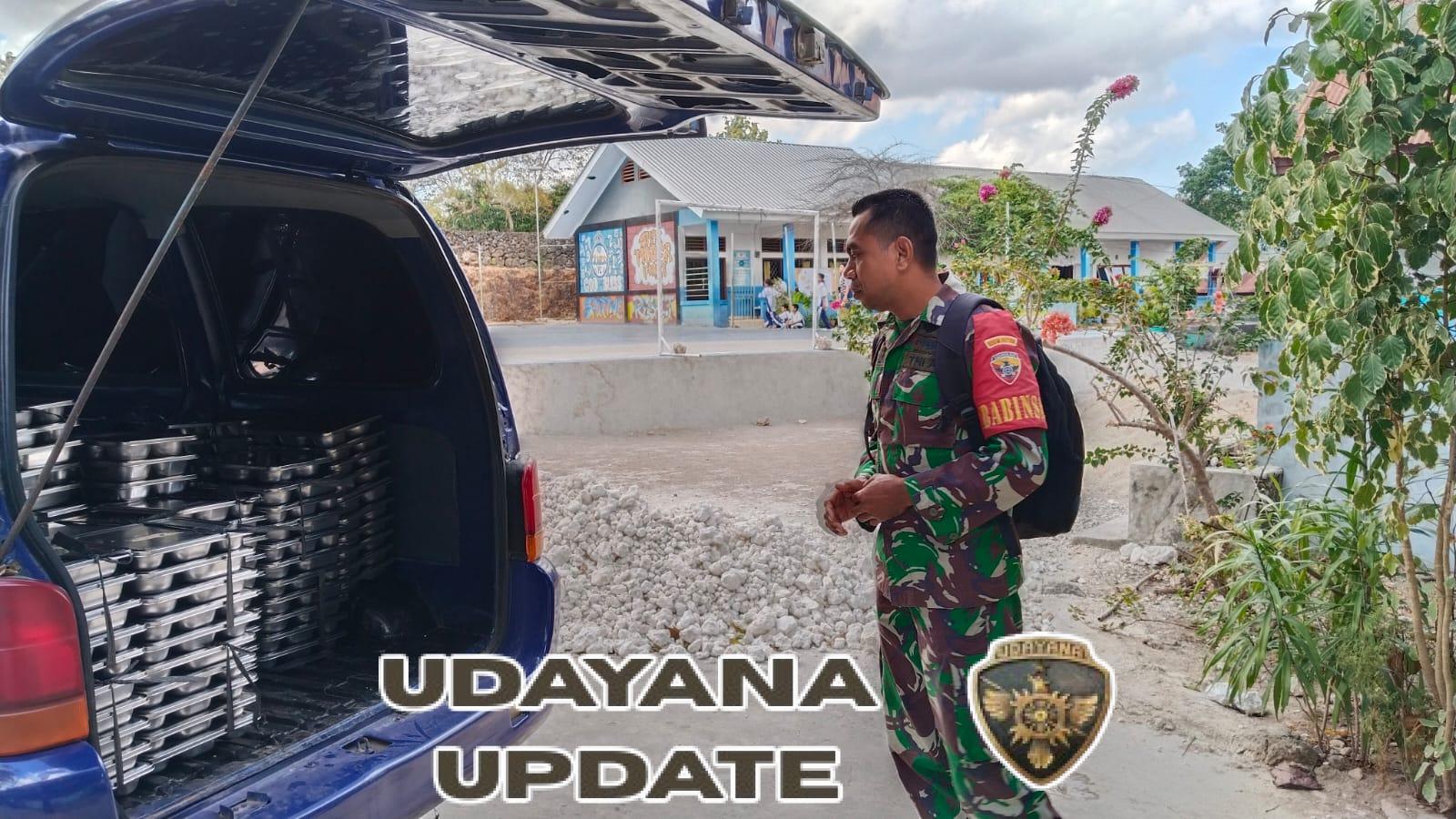 Penyaluran Makanan Bergizi Gratis Untuk Anak Sekolah Babinsa Mendapat Pendampingan Dari Babinsa