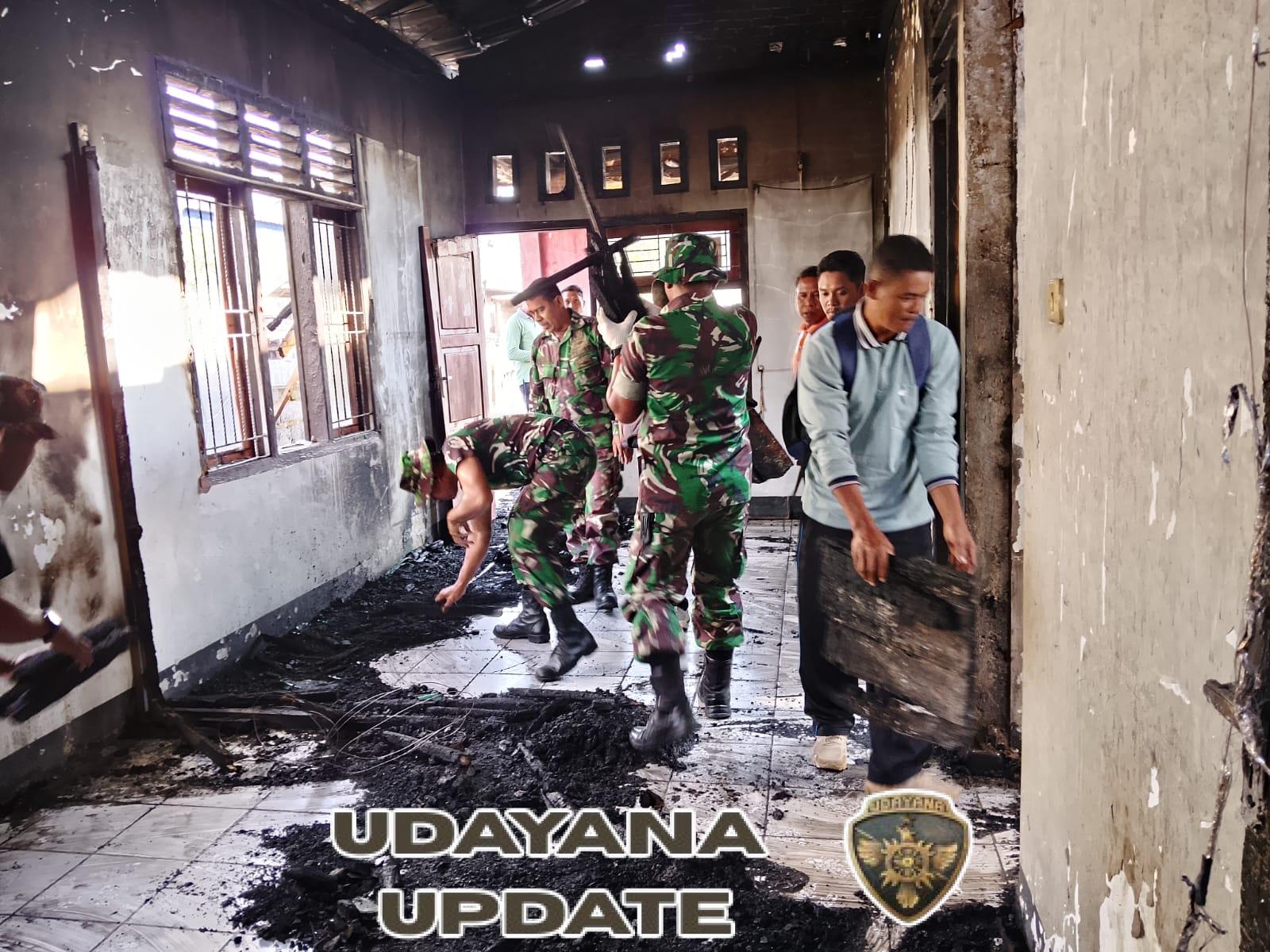 Koramil Hu’u Gelar Karya Bhakti dan Gotong Royong Bersihkan Poskesdes Lune